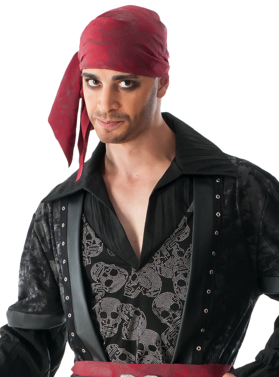 Black Beard Mens Skull Pirate Costume - Close Image
