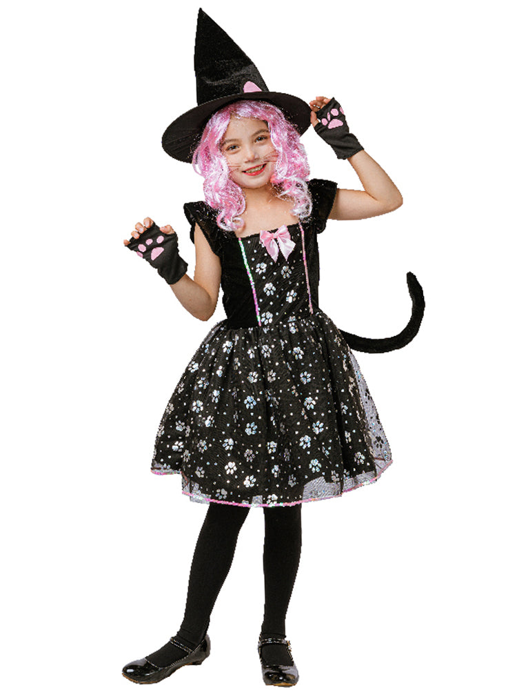 Main image of Kitty Witch Girls Black Halloween Costume
