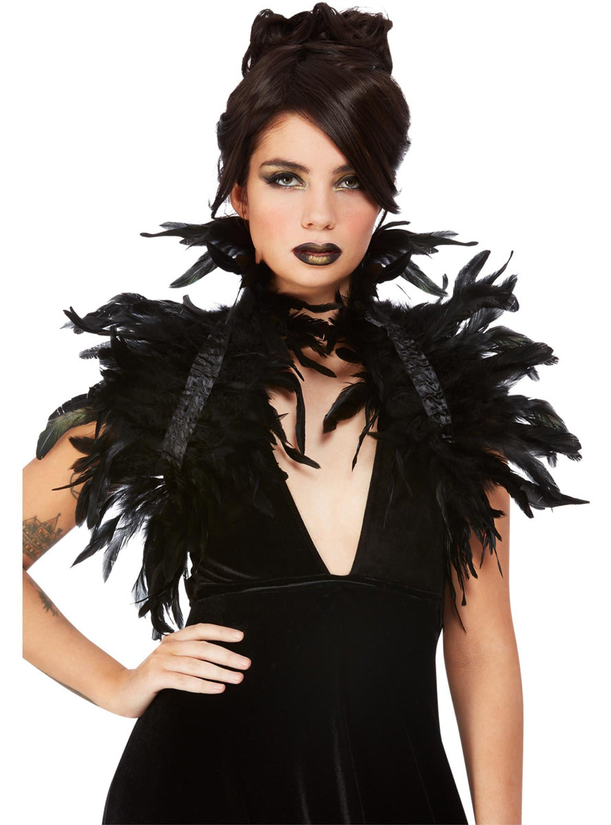 Black Feather Womens Costume Bolero - Main Image