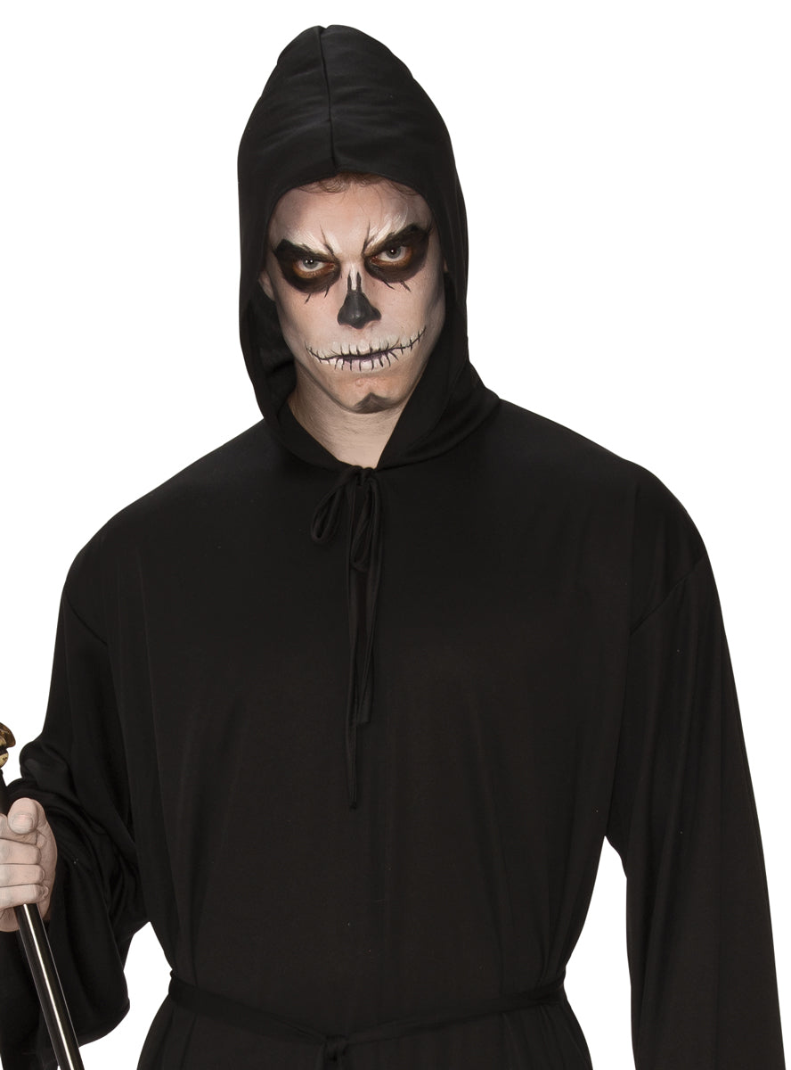 Mens Black Horror Robe Grim Reaper Costume - Close Image