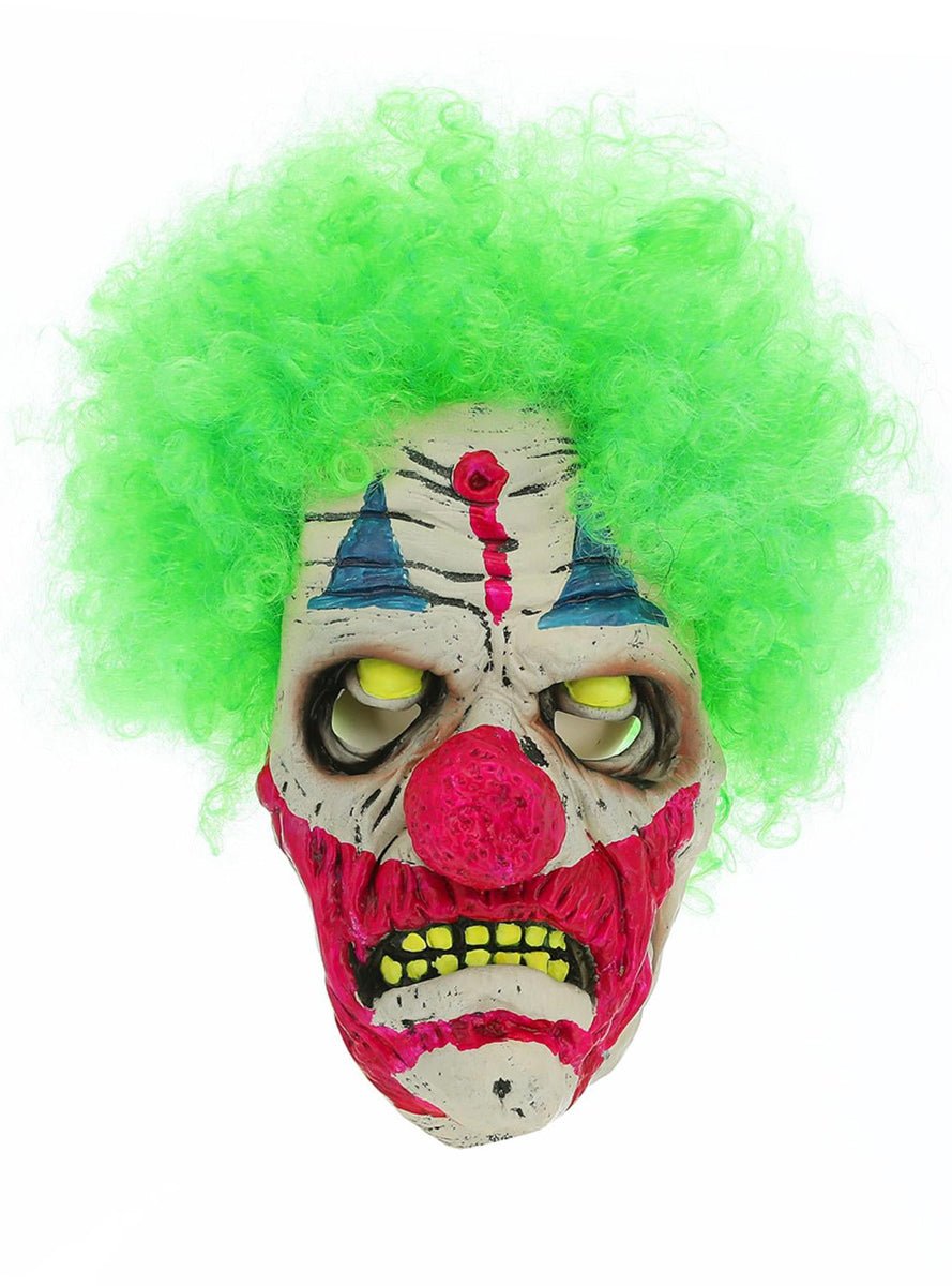 Glowing UV Horror Clown Halloween Mask - Flat Image