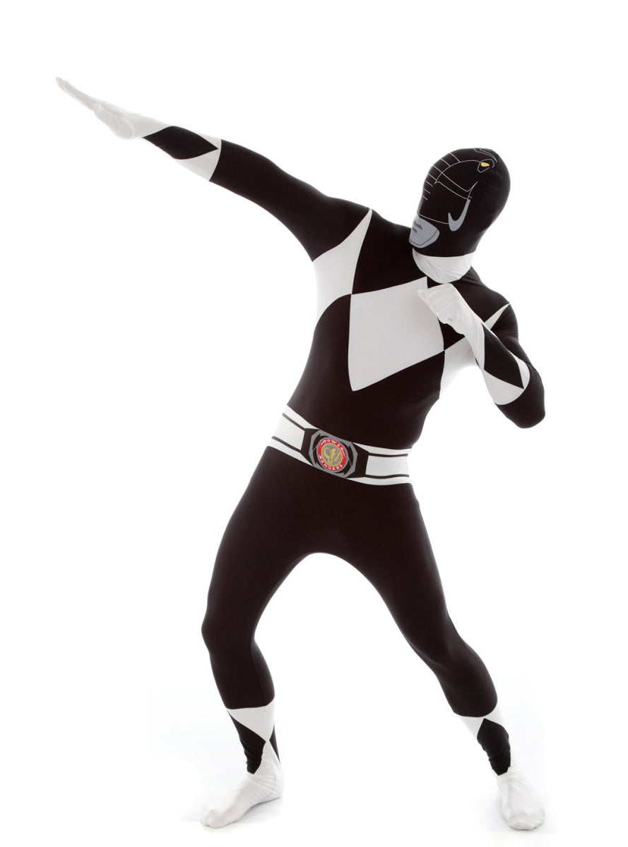 Plus Size Mens Black Power Ranger Morphsuit - Alternate Image