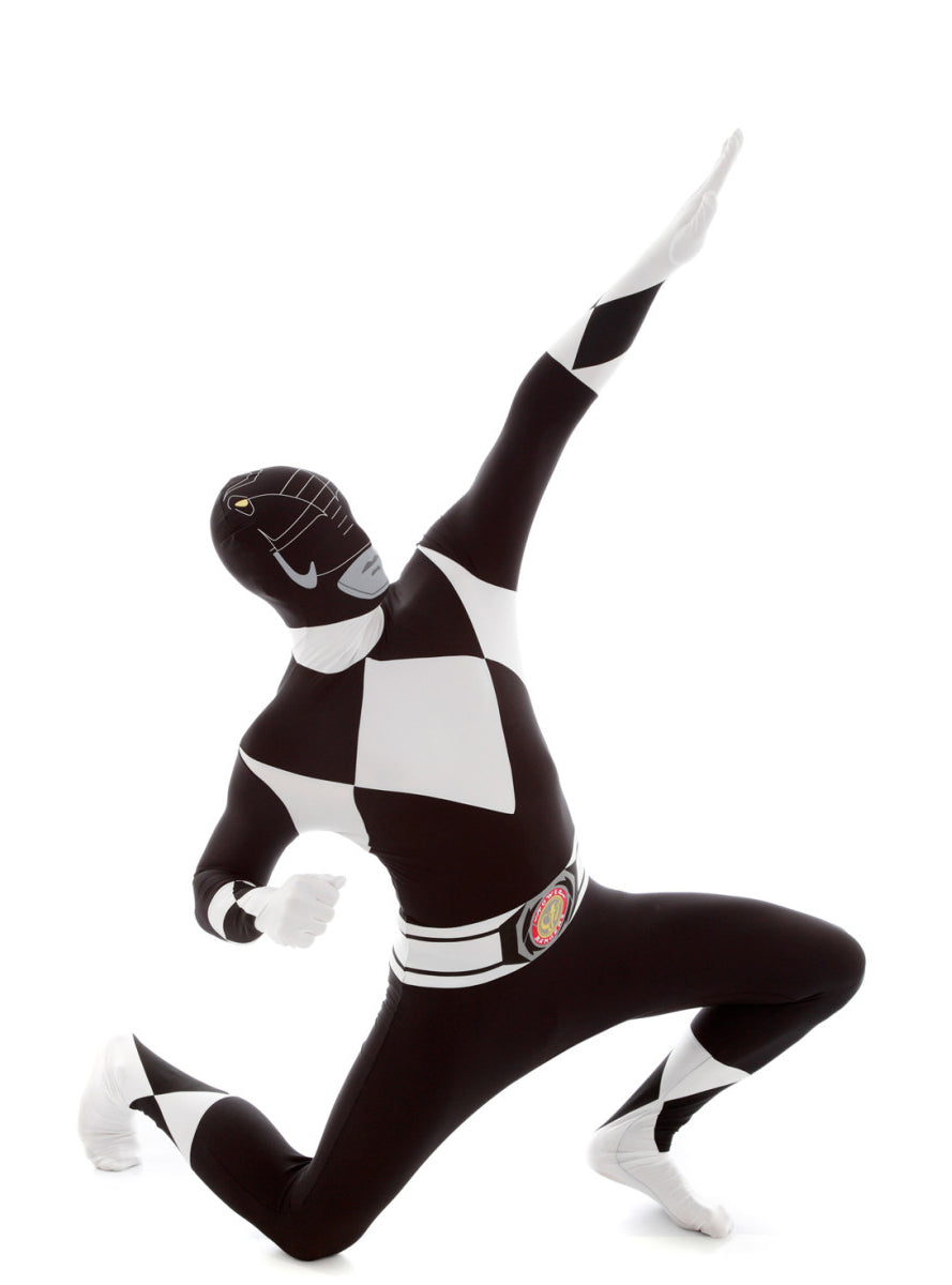 Plus Size Mens Black Power Ranger Morphsuit - Alternate Image 2