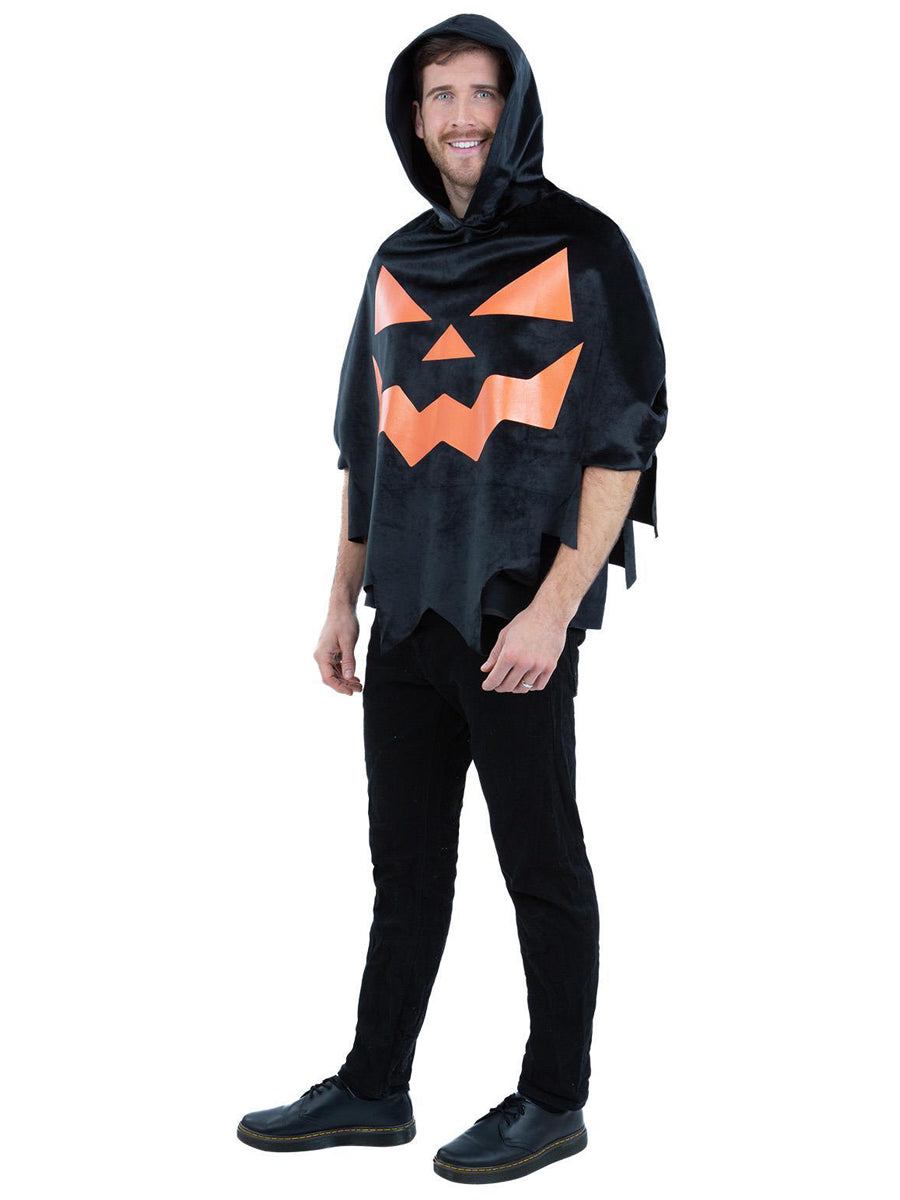 Mens black pumpkin halloween costume poncho - Alternative image
