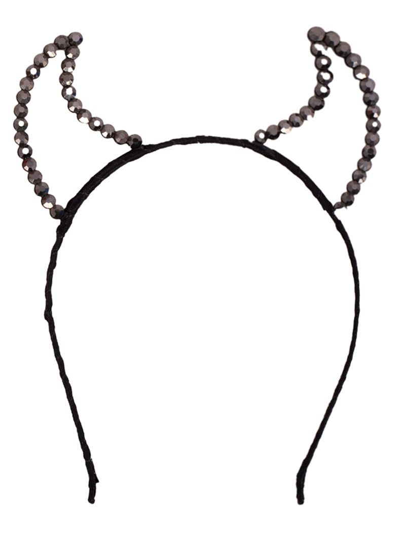 Image of Rhinestone Black Devil Halloween Costume Headband