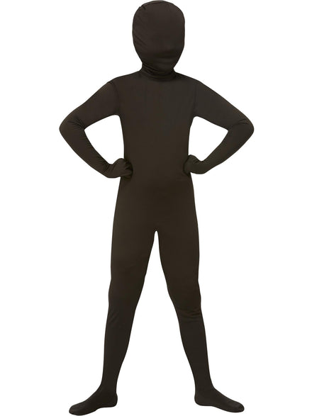 Black Lycra Boys Skin Suit Costume - Main Image