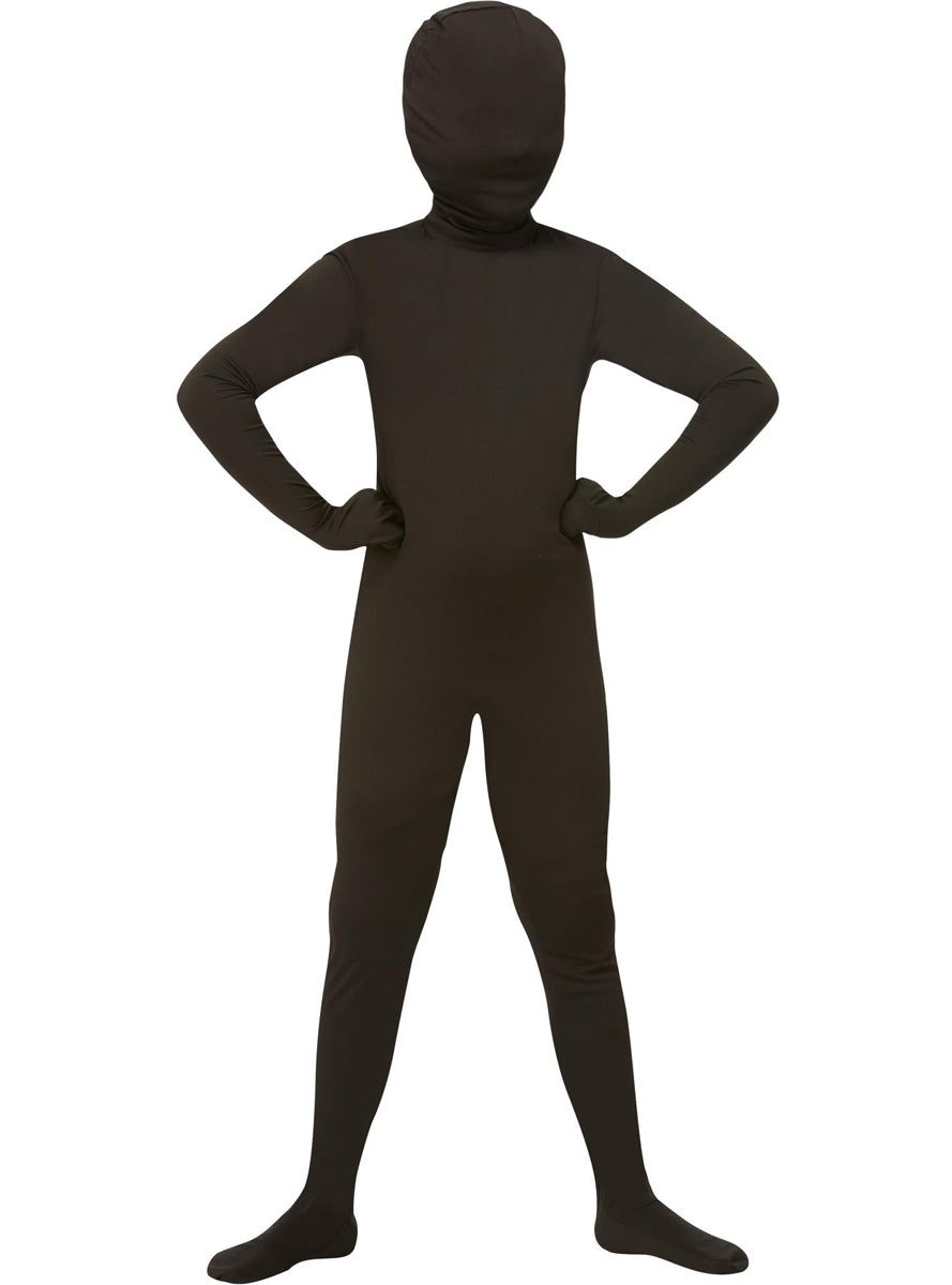 Black Lycra Teen Boys Skin Suit Costume - Main Image