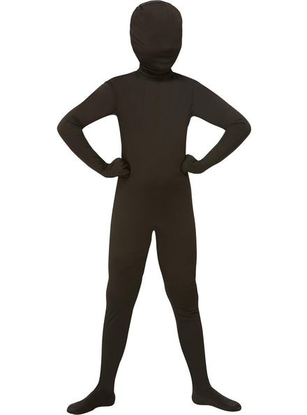 Black Lycra Teen Boys Skin Suit Costume - Main Image
