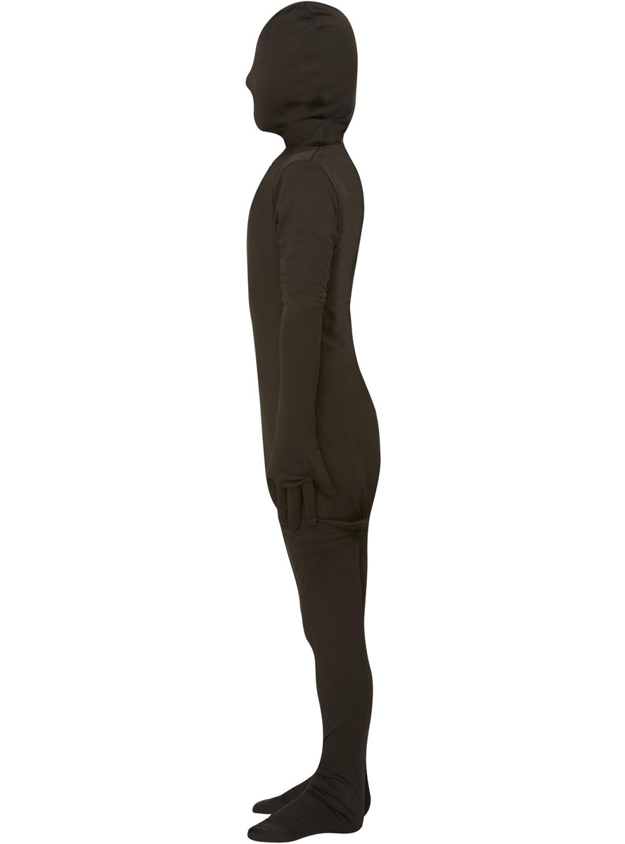 Black Lycra Teen Boys Skin Suit Costume - Side Image
