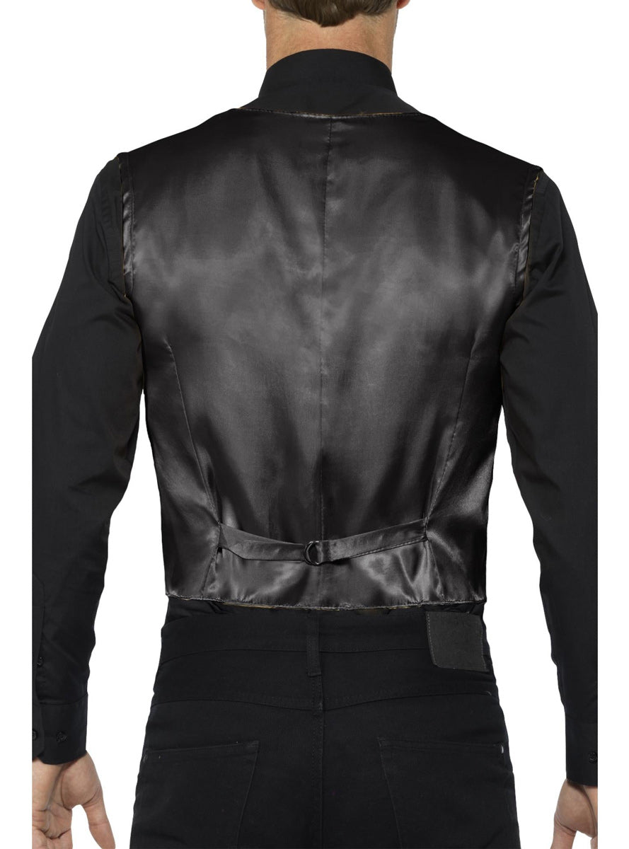 Black Sequined Mens  Costume Vest - Back Image