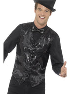 Black Sequined Mens  Costume Vest - Main Image