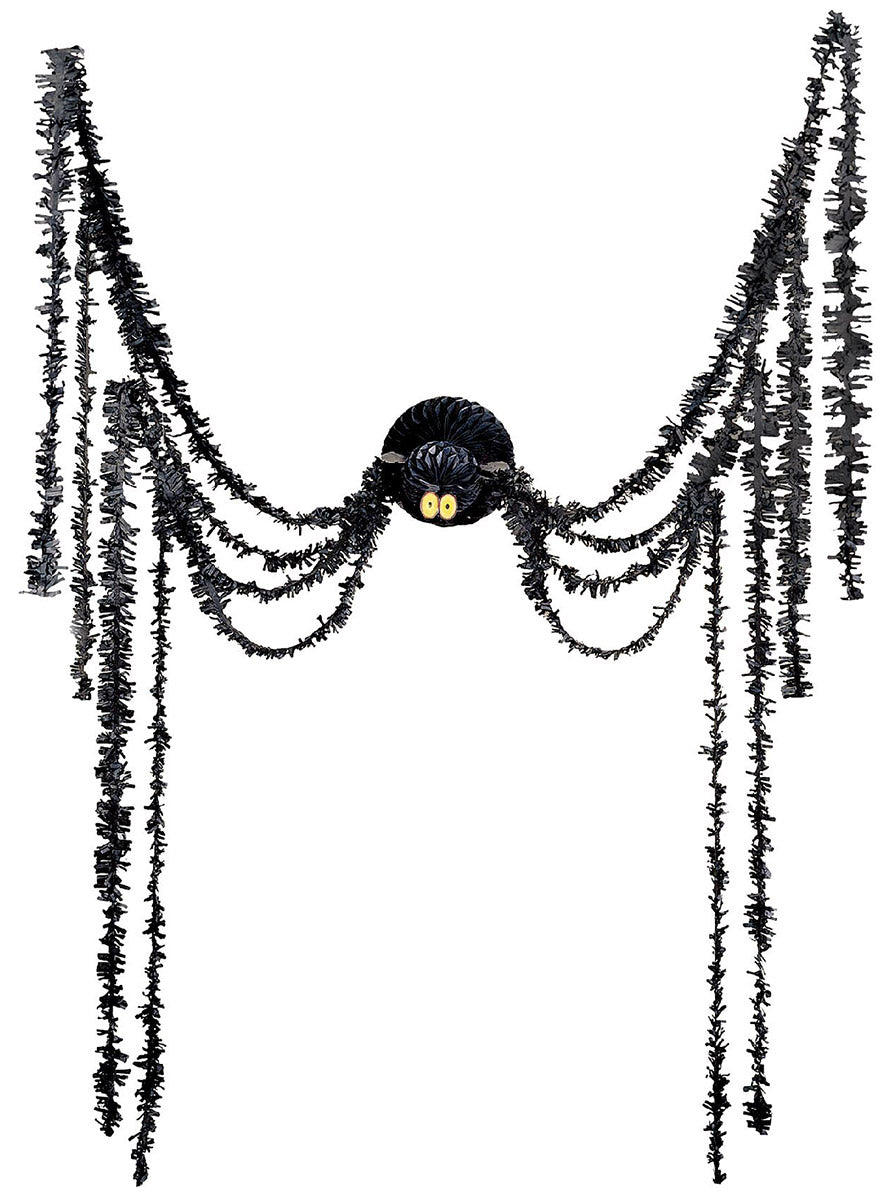 Halloween Tinsel and Honeycomb Spider Decoration - Main Image