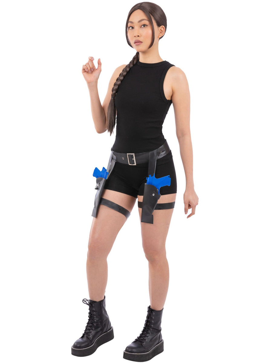 Thigh Holster with 2 Blue Guns Novelty Costume Set - Alternate Image