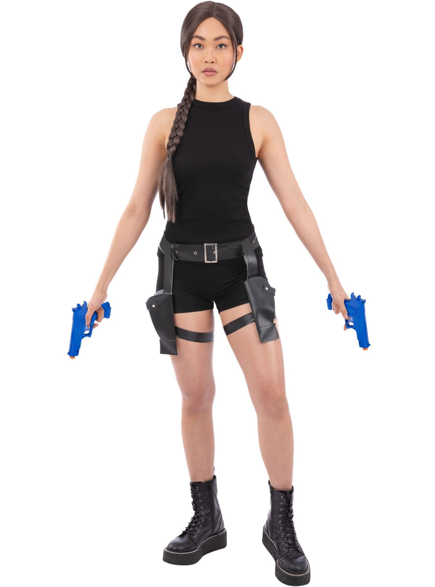 Gun Thigh Holster with Two Blue Costume Guns - Main Image