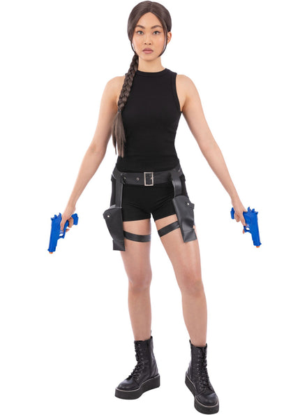 Gun Thigh Holster with Two Blue Costume Guns - Main Image