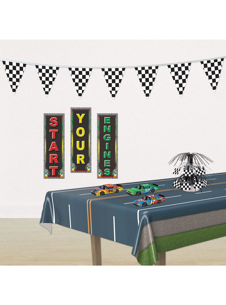 Checkered Pennant Flag Banner - Lifestyle Image