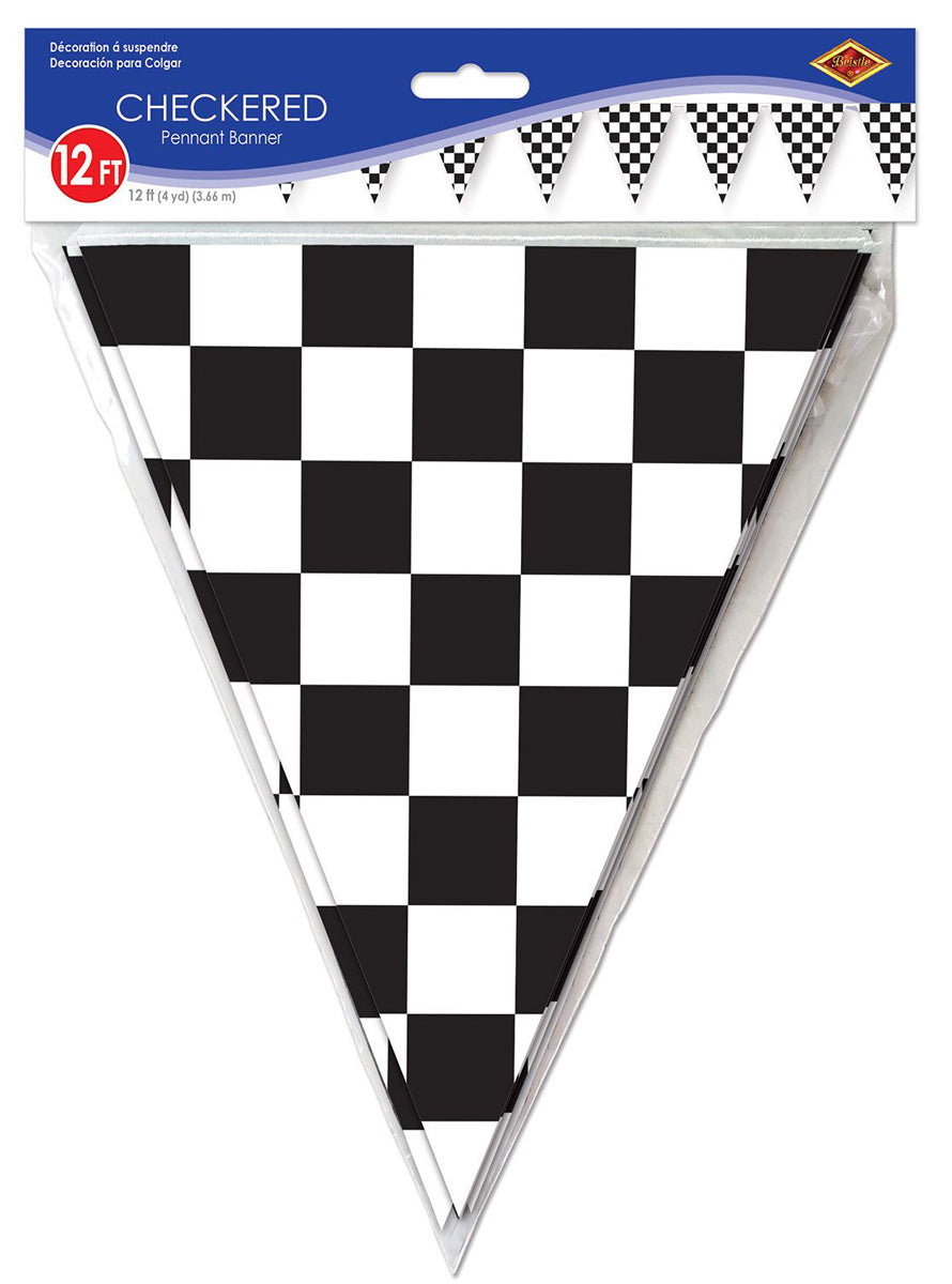 Checkered Pennant Flag Banner - Packaging Image