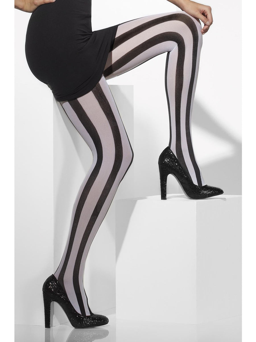 Black and White Striped Womens Stockings - Main Image