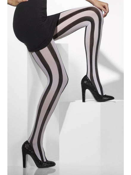 Black and White Striped Womens Stockings - Main Image