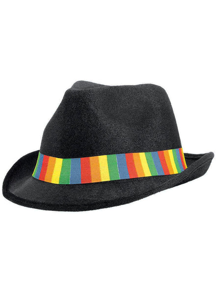 Black and Rainbow Adults Fedora Hat - Main Image