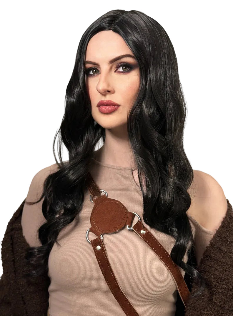 Black Wavy Womens Long Costume Wig - Main Image