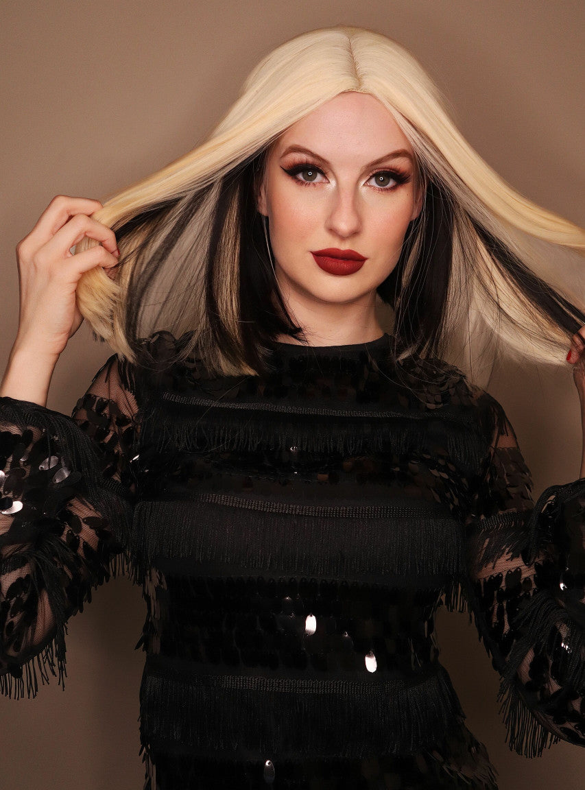 Blonde and Dark Brown Womens Two Toned Heat Resistant Bob Wig - Main Image