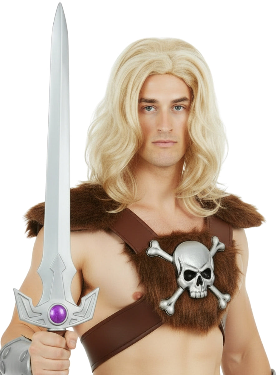 Blonde Hero Mens Shoulder Length Wavy Costume Wig - He Man Image