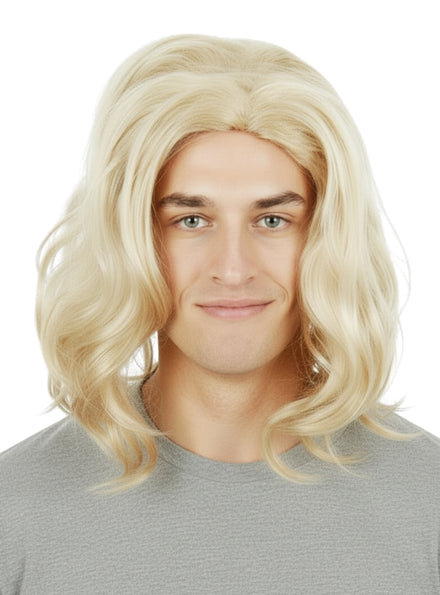 Blonde Hero Mens Shoulder Length Wavy Costume Wig - Main Image