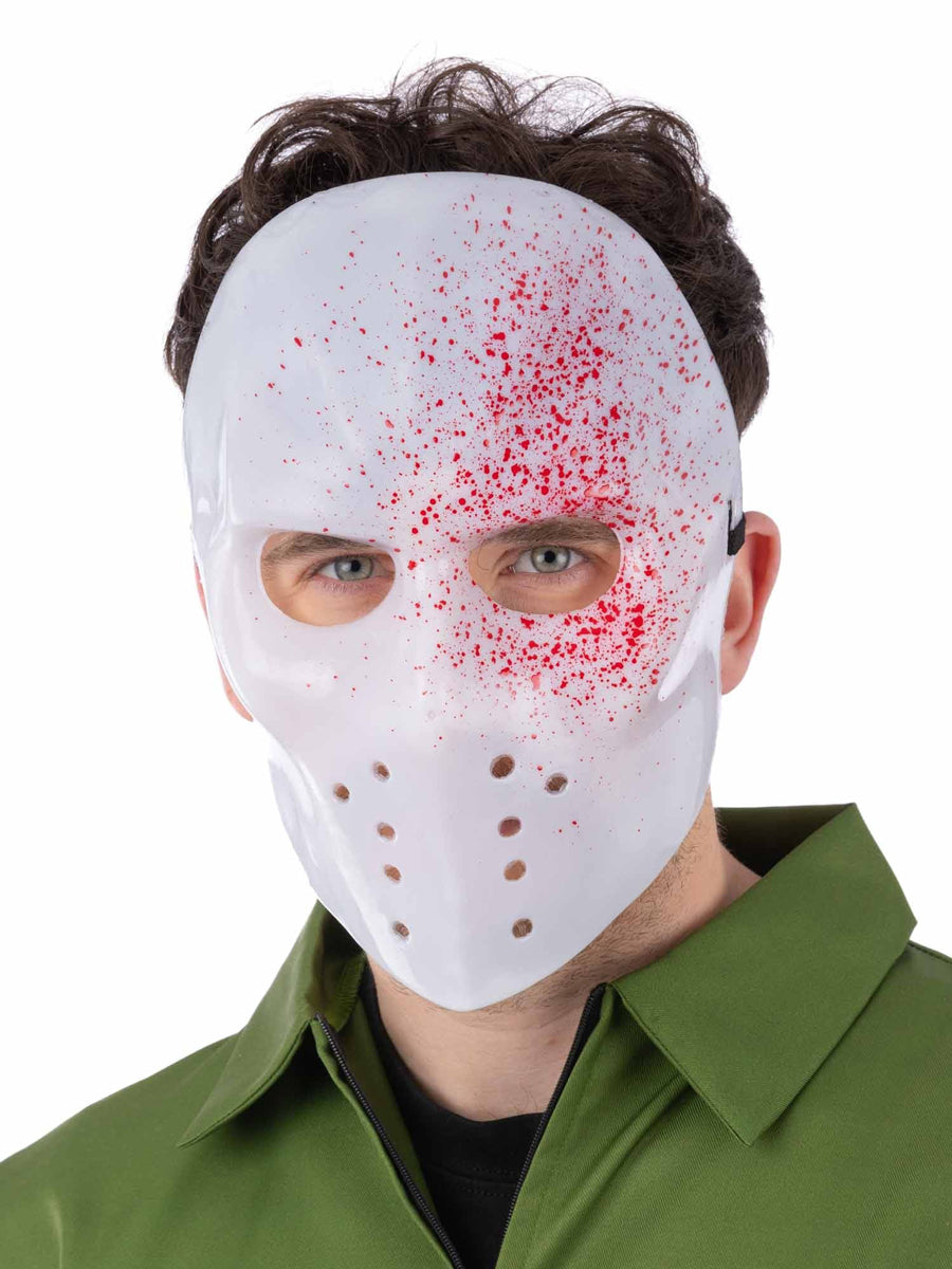 Adults Blood Splattered White Hockey Halloween Mask - Main Image