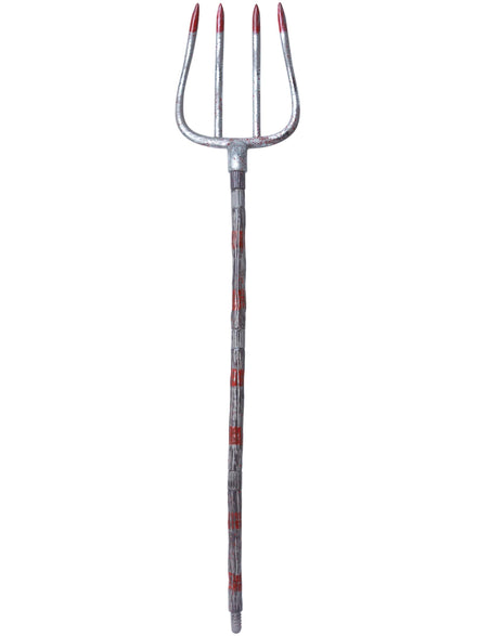 Silver Collapsible Blood Splattered Halloween Pitchfork Accessory - Main Image 