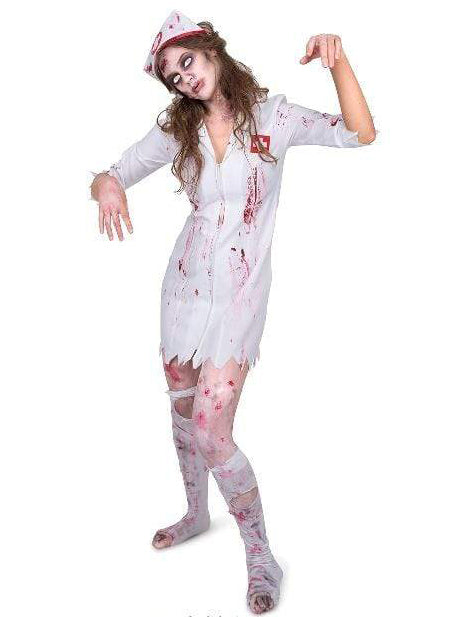 white blood splattered zombie nurse plus size womens Halloween costume - alternative image