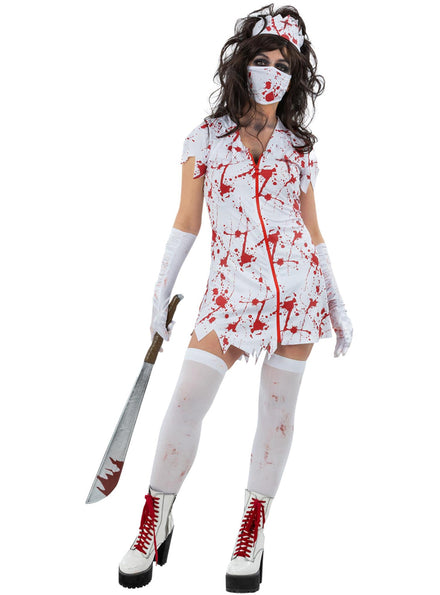 Womens sexy blood soaked zombie nurse costume - Main image
