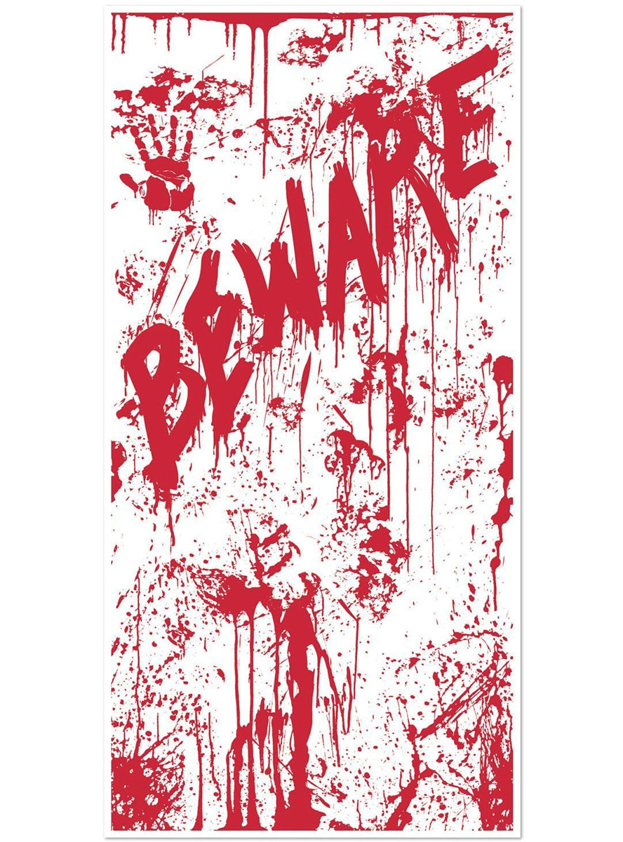 Blood Splattered Halloween Beware Door Cover - Main Image