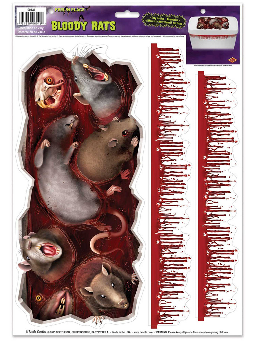 Halloween Bloody Rats Toilet Tank Sticker - Main Image