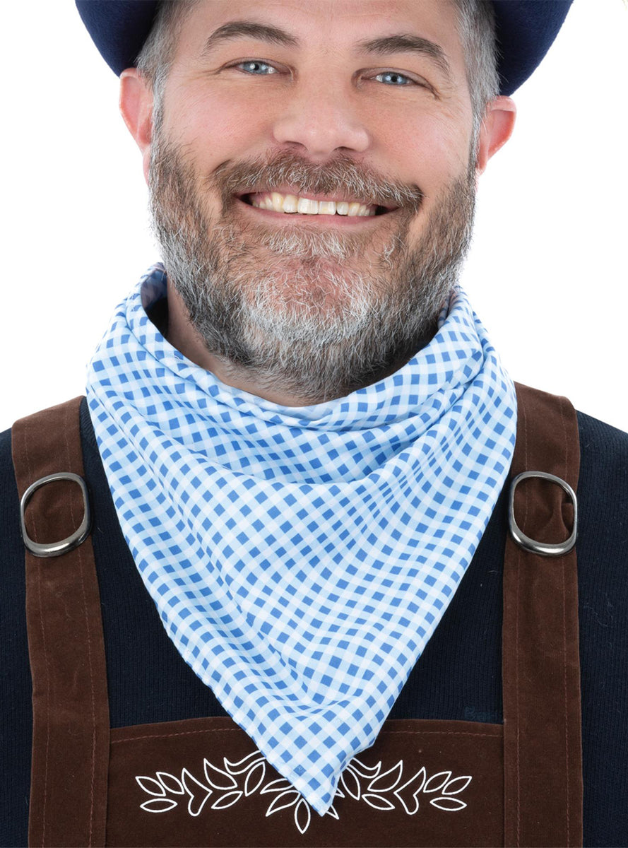 Blue Checkered Oktoberfest Neck Scarf Costume Accessory