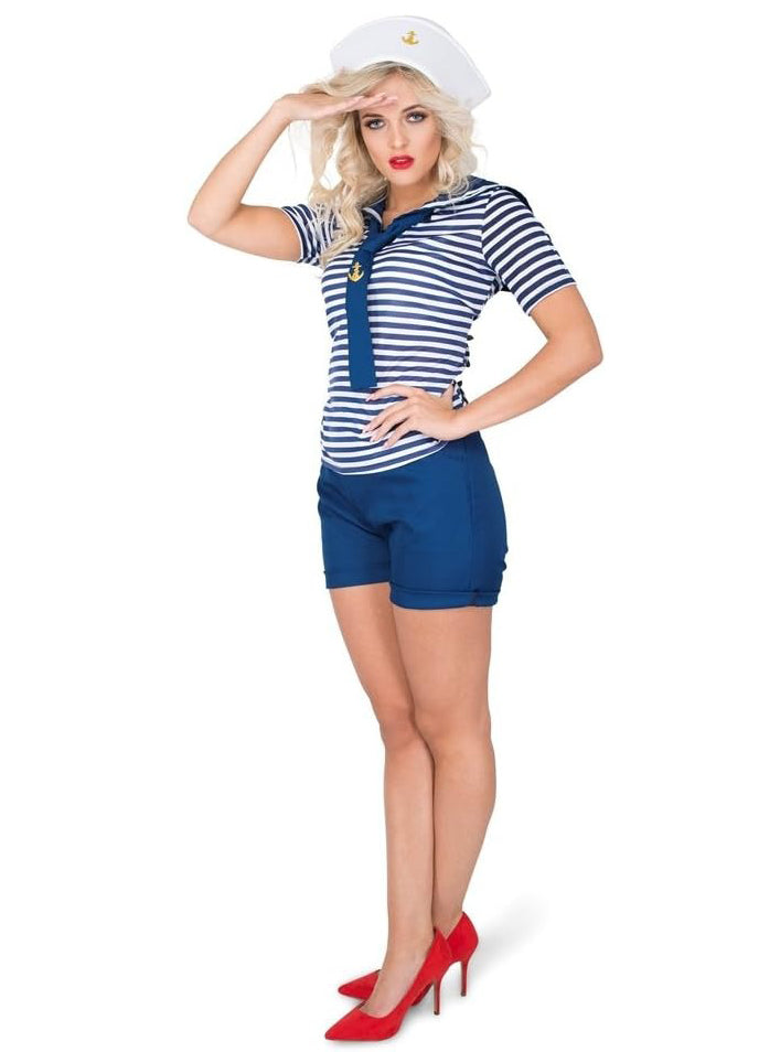 sexy blue and white striped sailor plus size womens costume - side image