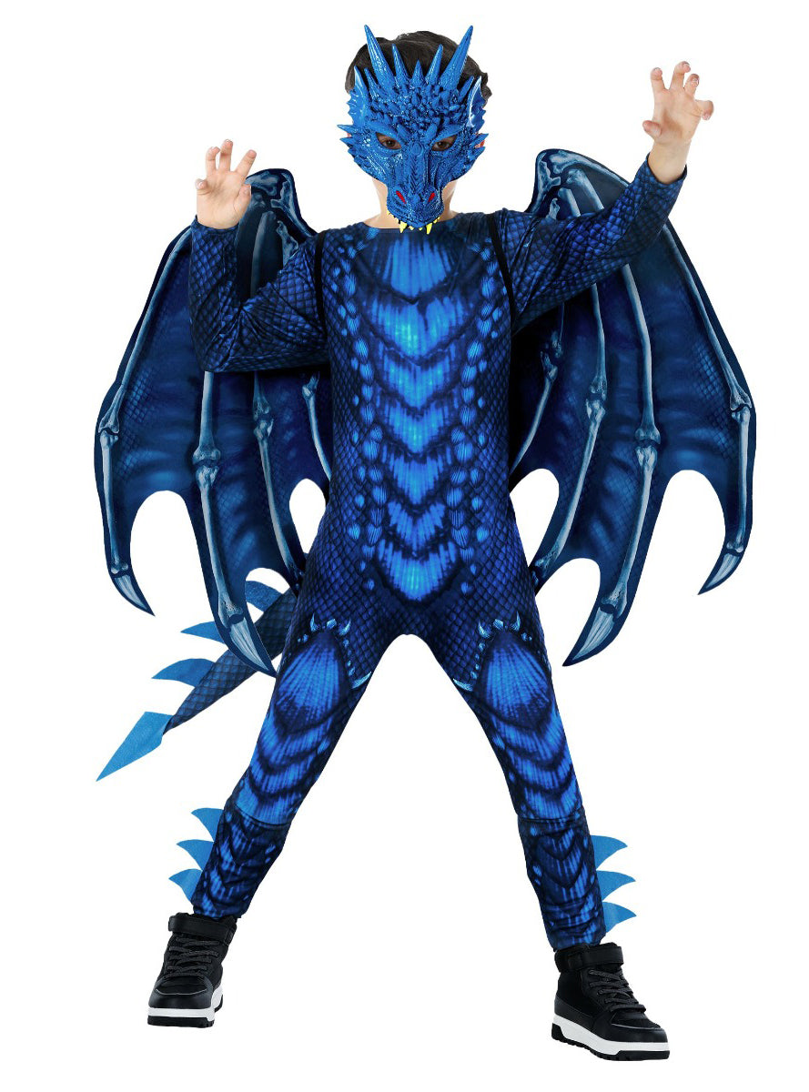 Teen Boys Deluxe Blue Dragon Costume - Alternate Image