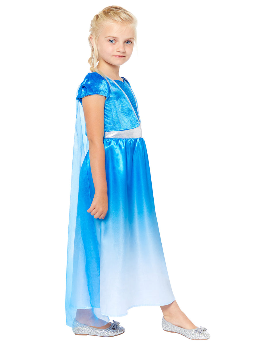 Girls Blue Frozen Princess Elsa Costume - Side Image