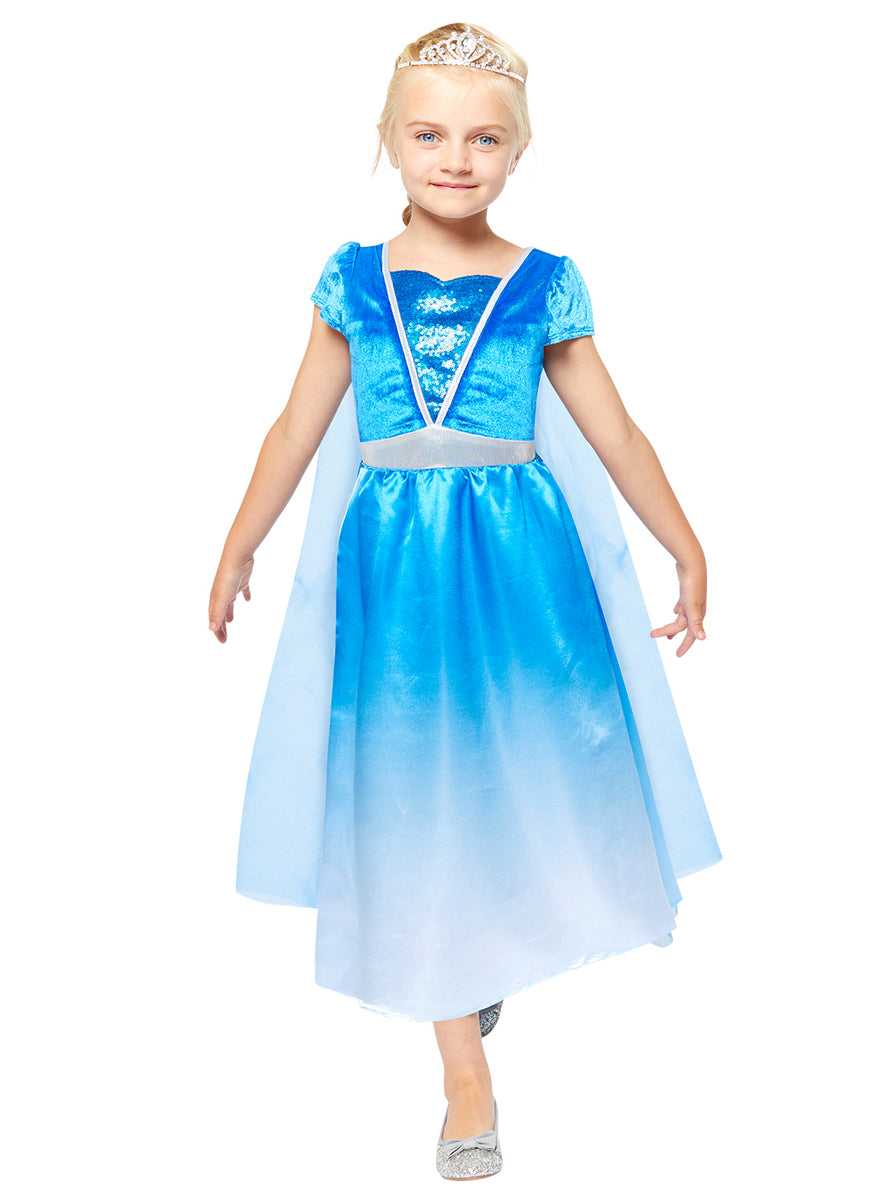 Girls Blue Frozen Princess Elsa Costume - Main Image