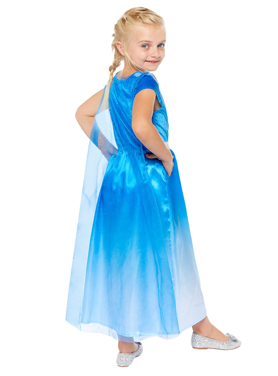 Girls Blue Frozen Princess Elsa Costume - Back Image