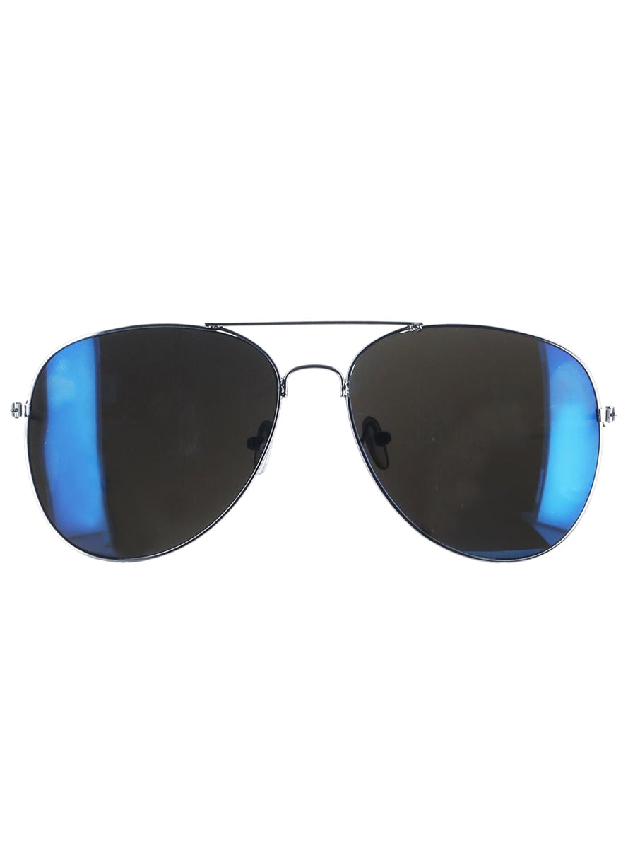 Aviator Blue Mirror Lens Adults Costume Sunglasses