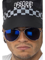 Blue Mirror Lens Mens Aviator Costume Glasses - Main Image