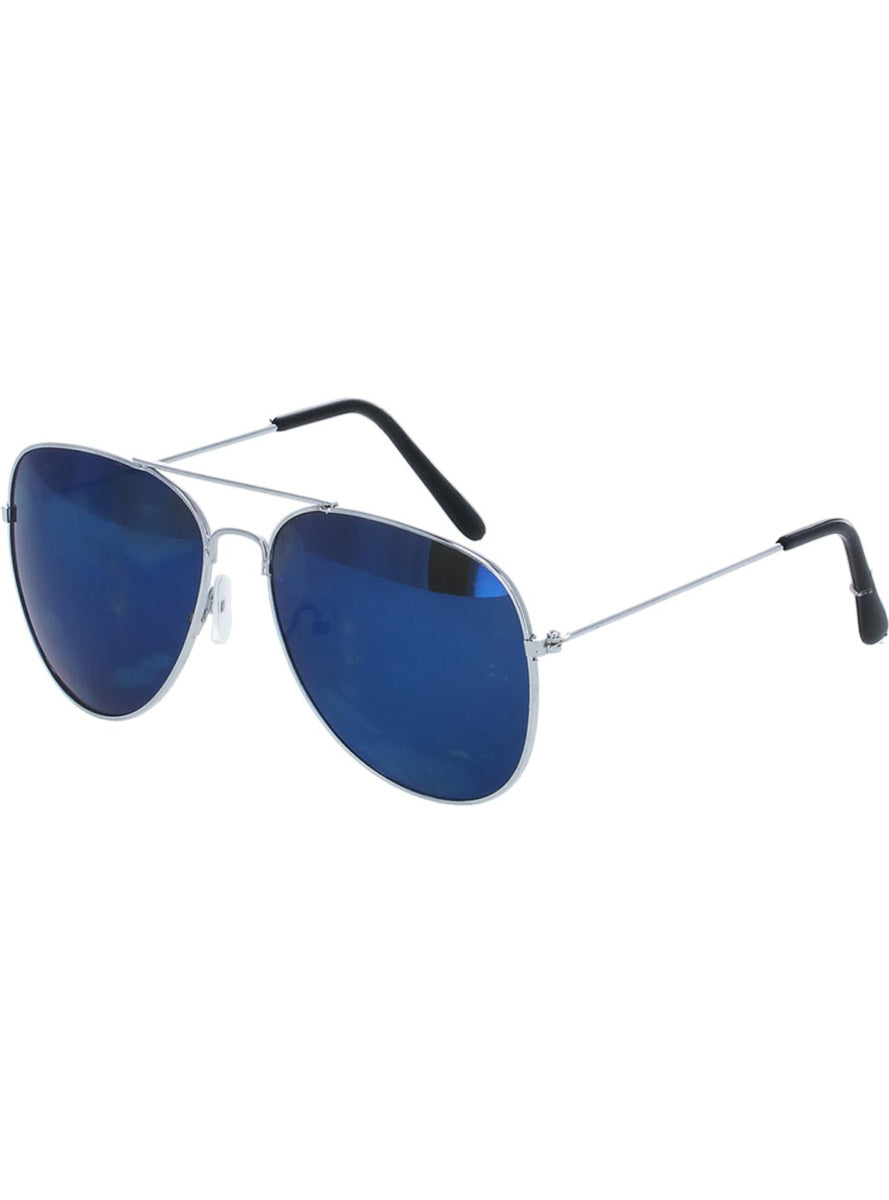 Aviator Blue Mirror Lens Adults Costume Sunglasses