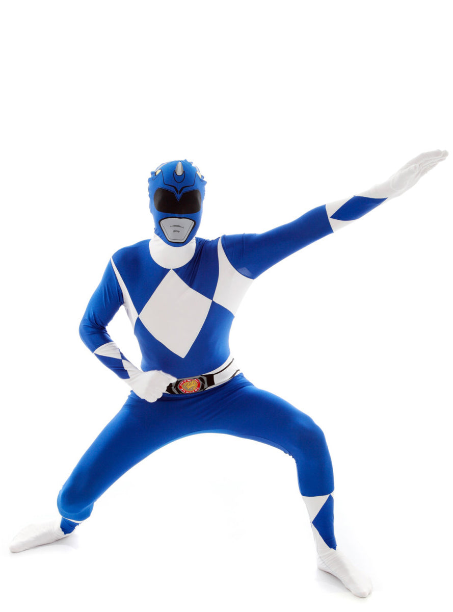 Plus Size Blue Mens Power Ranger Morphsuit - Alternate Image 