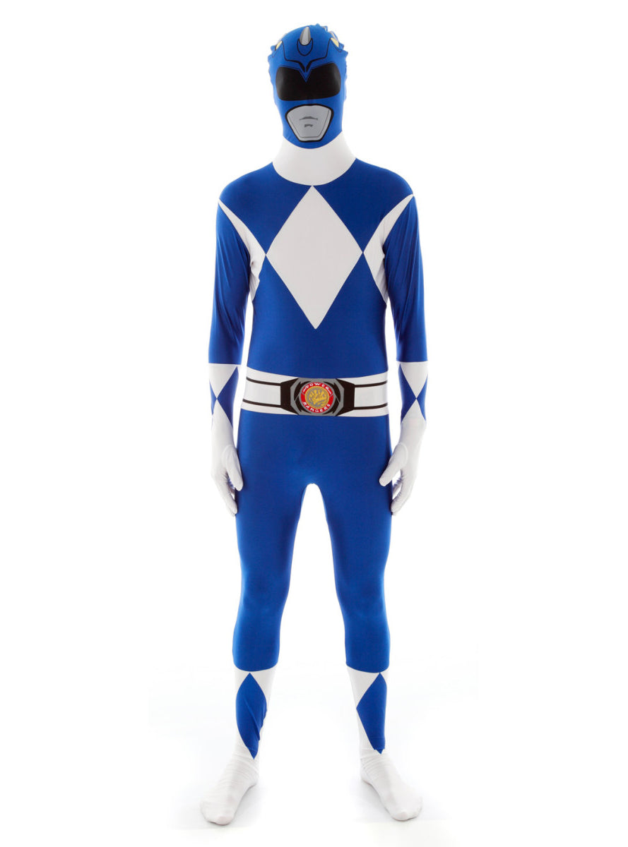 Plus Size Blue Mens Power Ranger Morphsuit - Alternate Image 2
