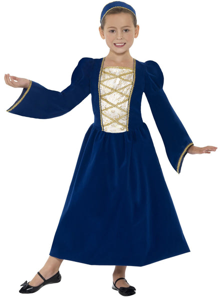 Blue Medieval Tudor Princess Girls Costume - Main Image