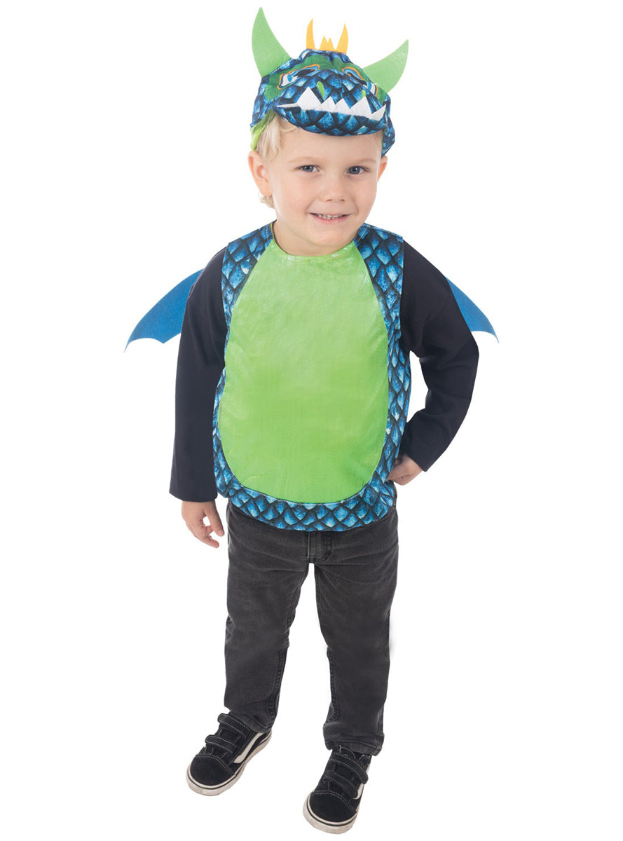 Blue and Green Dragon Toddler Boys Halloween Costume - Alternative Image 2