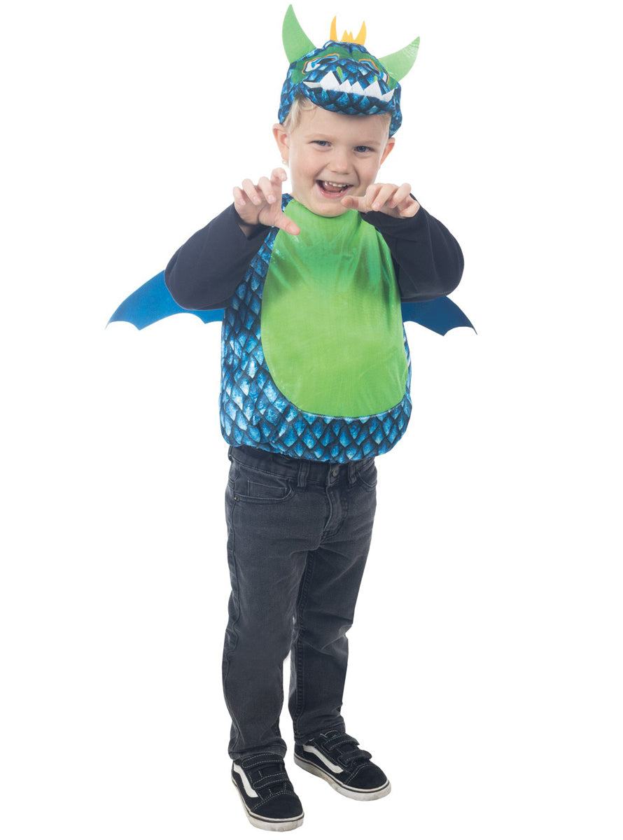 Blue and Green Dragon Toddler Boys Halloween Costume - Alternative Image