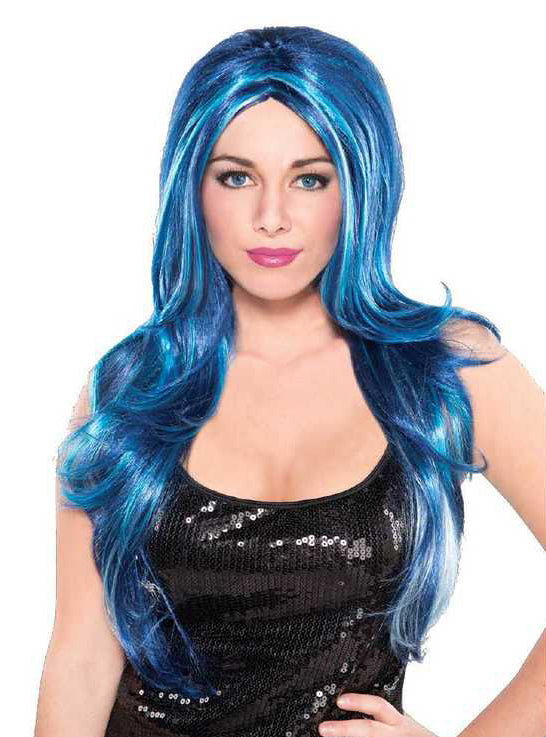 Long Candy Blue Womens Costume Wig - Main Image