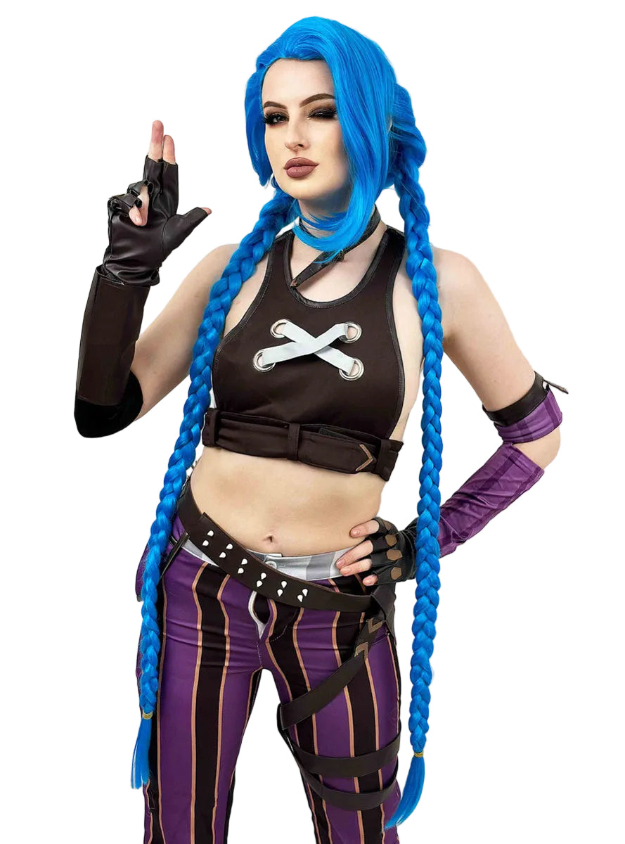 Blue Legend Womens Long Blue Plaits Cosplay Costume Wig - Alternative Image 2